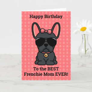 Tarjeta Feliz cumpleaños del Bulldog francés de perros neg