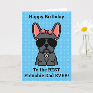 Tarjeta Feliz cumpleaños del Bulldog francés Dog Blue