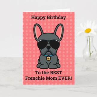 Tarjeta Feliz cumpleaños del Bulldog francés Dog Blue