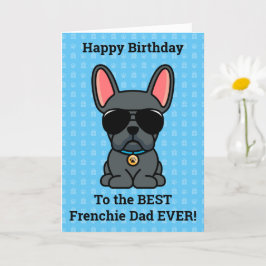 Tarjeta Feliz cumpleaños del Bulldog francés Dog Blue
