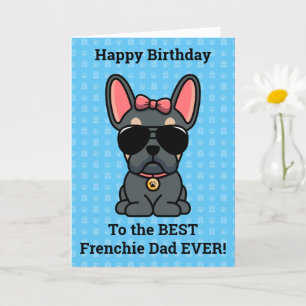 Tarjeta Feliz cumpleaños del Bulldog francés Dog Blue Tan