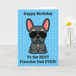 Tarjeta Feliz cumpleaños del Bulldog francés Dog Blue Tan