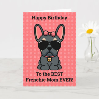 Tarjeta Feliz cumpleaños del Bulldog francés Dog Blue Tan