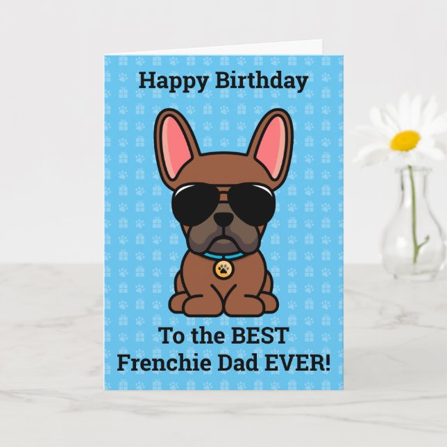 Tarjeta Feliz cumpleaños del Bulldog francés Dog Red Fawn (Planta pequeña)
