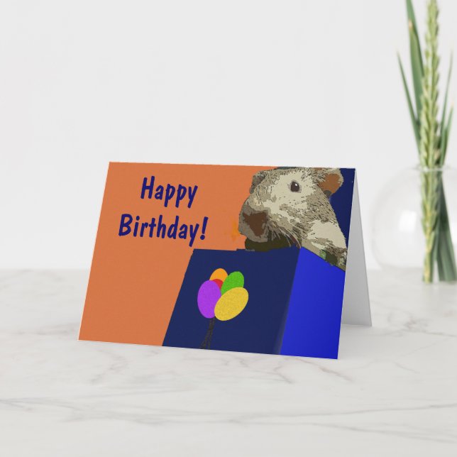 Tarjeta Feliz cumpleaños del conejillo de Indias (Anverso)
