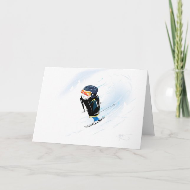 Tarjeta Feliz cumpleaños del esquí (Anverso)