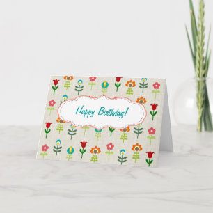 Tarjeta Feliz cumpleaños del estampado de plores popular