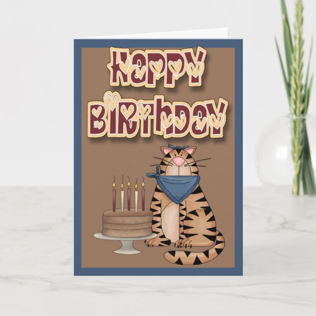 Tarjeta Feliz cumpleaños del gato (Anverso)