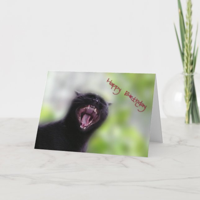 Tarjeta Feliz cumpleaños del gato negro (Anverso)