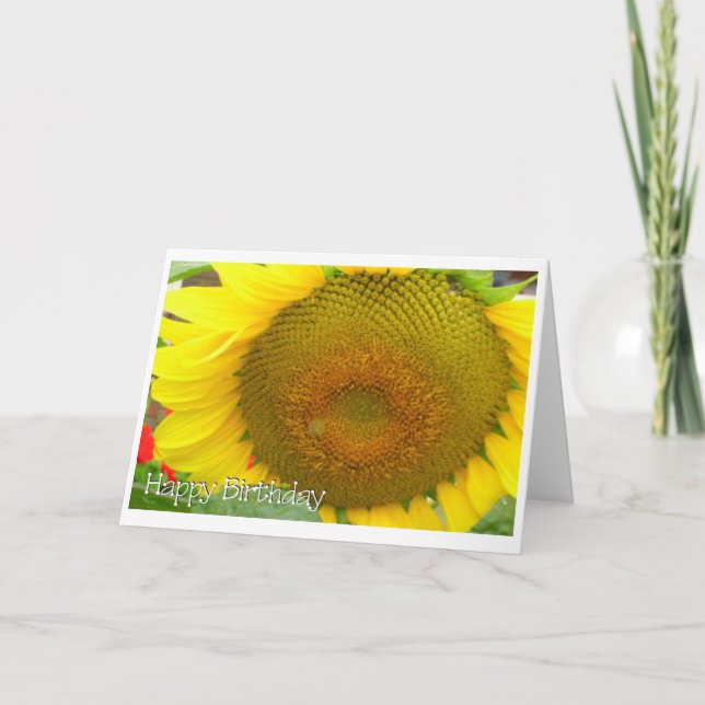 Tarjeta feliz cumpleaños del girasol (Anverso)