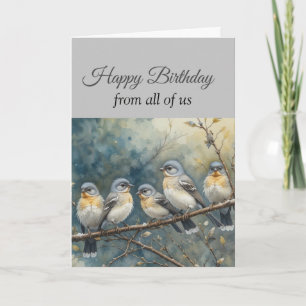 Tarjeta Feliz Cumpleaños del Grupo en Línea Pájaros Lindos