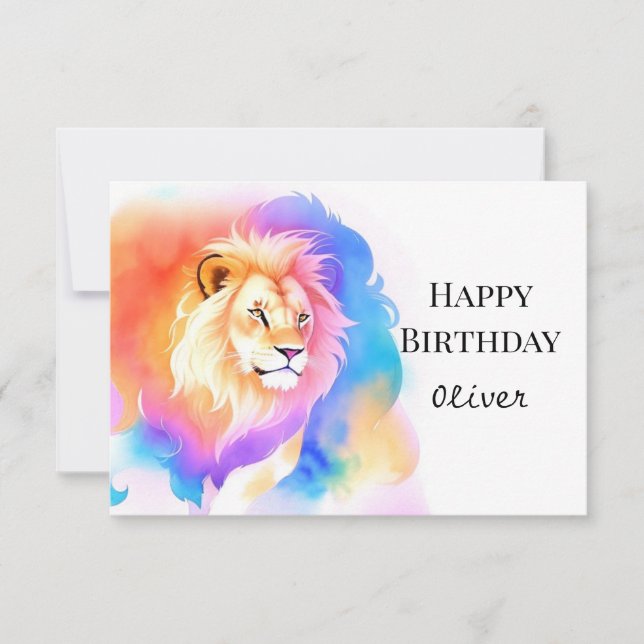 Tarjeta Feliz cumpleaños del león del boho moderno (Anverso)