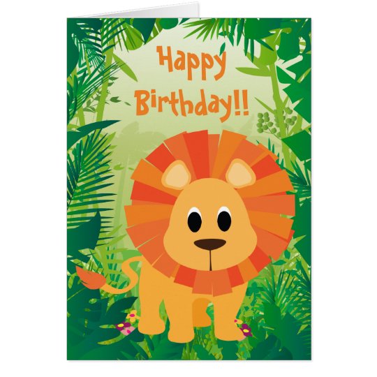 Tarjeta Feliz cumpleaños del león lindo