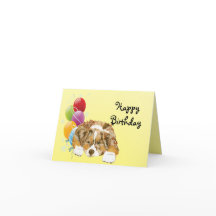 Feliz cumpleaños del perrito australiano rojo de