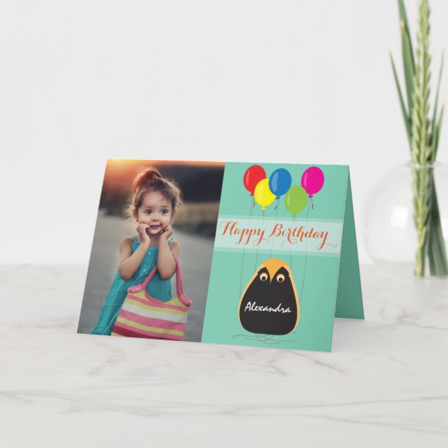 Tarjeta Feliz cumpleaños del personalizar con un búho (Anverso)