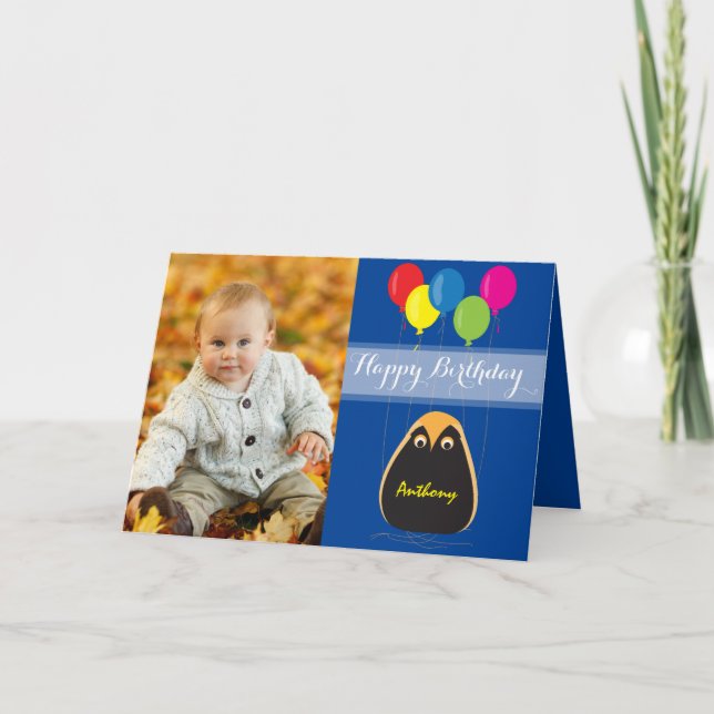Tarjeta Feliz cumpleaños del personalizar con un búho (Anverso)