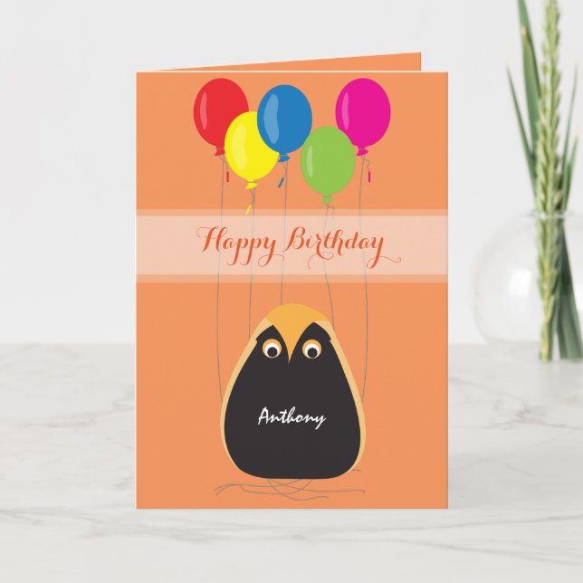 Tarjeta Feliz cumpleaños del personalizar con un búho (Anverso)
