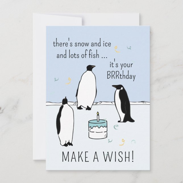 Tarjeta Feliz cumpleaños del pingüino BRRthday hacer un de (Anverso)
