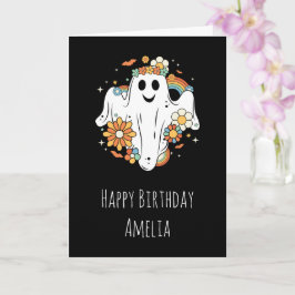 Tarjeta Feliz cumpleaños del Vibe Hippie Ghost Retro