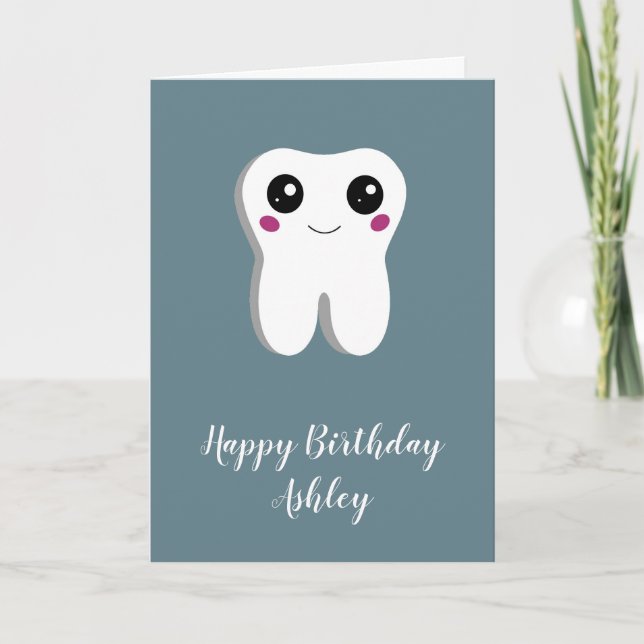 Tarjeta Feliz Cumpleaños Dental Diente Sonriente Lindo (Anverso)