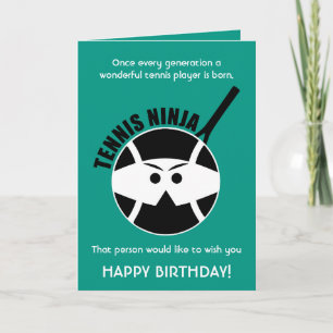 Tarjeta Feliz Cumpleaños descarado 🎾Ninja del tenis verde