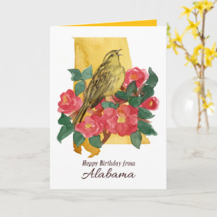 Tarjeta Feliz Cumpleaños desde Alabama Camellia Yellowhamm