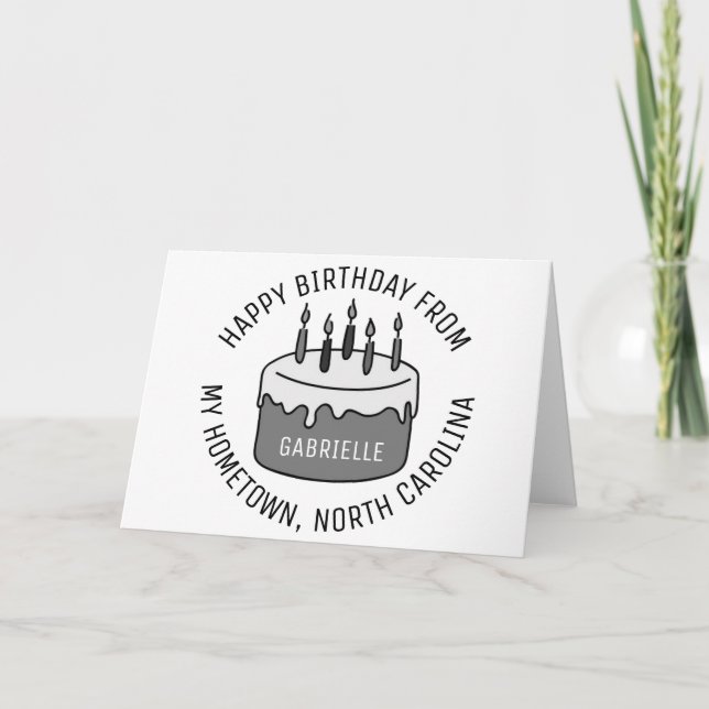 Tarjeta Feliz cumpleaños desde Carolina del Norte (Anverso)