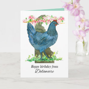 Tarjeta Feliz cumpleaños desde Delaware Blue Hen Chicken
