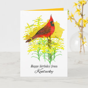 Tarjeta Feliz cumpleaños desde Kentucky Cardinal Goldenrod