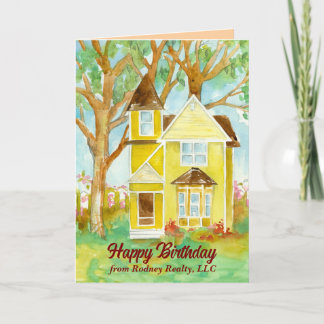 Tarjeta Feliz cumpleaños desde la casa del agente inmobili