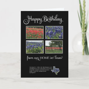 Tarjeta Feliz cumpleaños desde nuestra casa en Texas