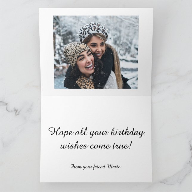 Tarjeta Feliz Cumpleaños Deseos Foto Textos Pájaro acuarel (Interior)