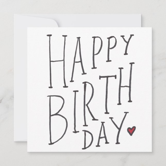 Tarjeta Feliz Cumpleaños Dibujado a Mano (Anverso)