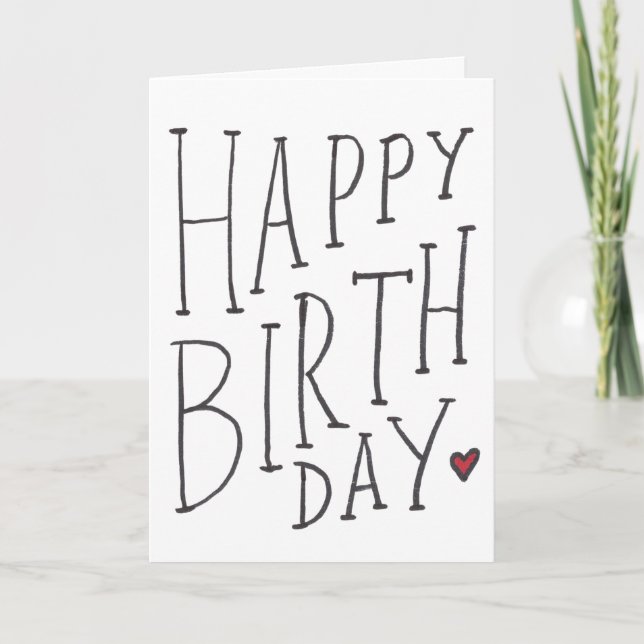 Tarjeta Feliz Cumpleaños Dibujado a Mano Plegado (Anverso)