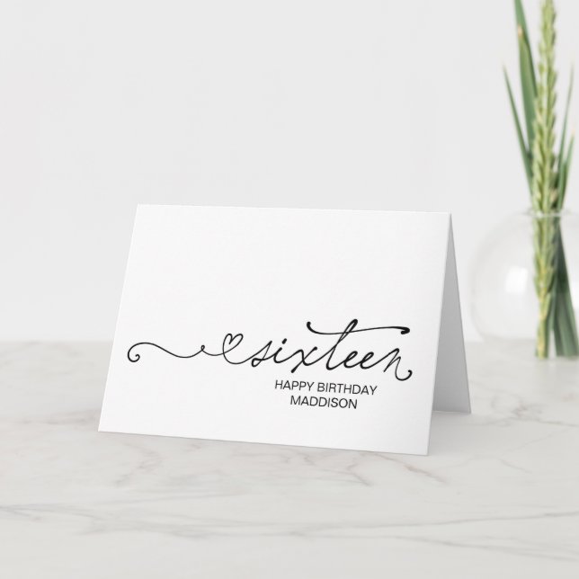 Tarjeta Feliz cumpleaños dieciséis Cumpliendo dieciséis 16 (Anverso)
