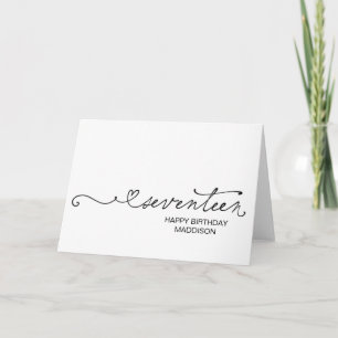 Tarjeta Feliz cumpleaños diecisiete Cumplir diecisiete 17º