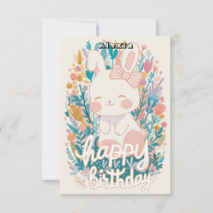 Tarjeta Feliz cumpleaños digital de conejo infantil