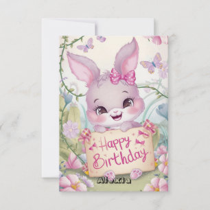 Tarjeta Feliz cumpleaños digital Fluffy Bunny