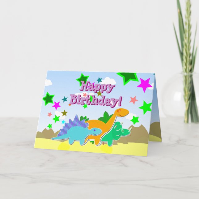 Tarjeta Feliz cumpleaños Dinos Card (Anverso)