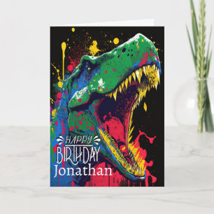 Tarjeta Feliz cumpleaños Dinosaur Blue Dino Card