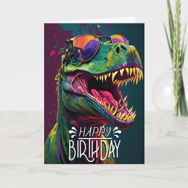 Tarjeta Feliz cumpleaños Dinosaurio Guay Jurassic (Anverso)