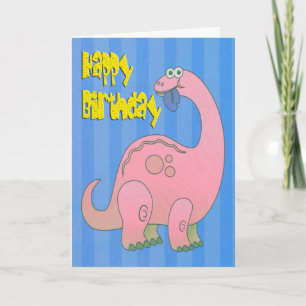 Tarjeta Feliz cumpleaños Dinosaurio Rosa