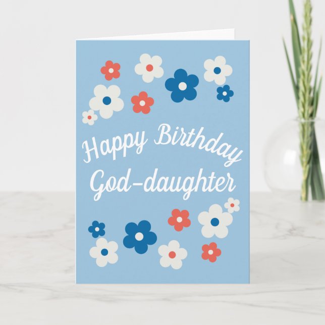 Tarjeta Feliz cumpleaños, Dios-hija - Bonito Floral (Anverso)
