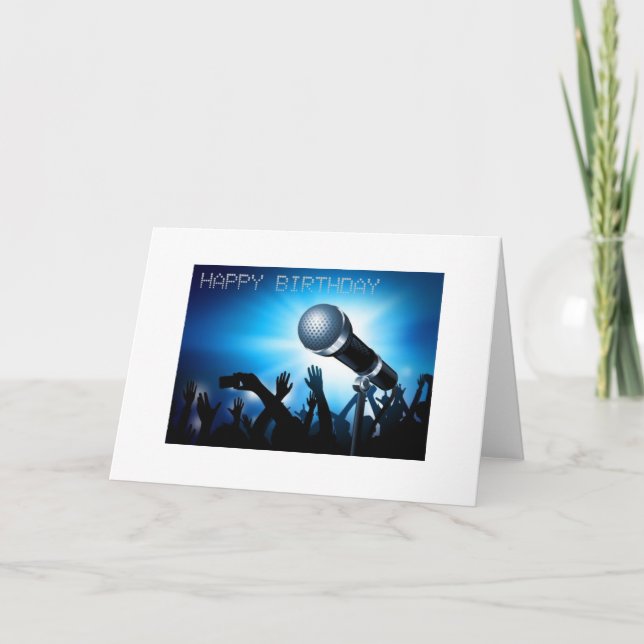 Tarjeta Feliz cumpleaños - Diseño de estilo de karaoke (Anverso)