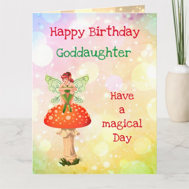 Tarjeta Feliz cumpleaños, diseño de hada de la hija mayor (Anverso)