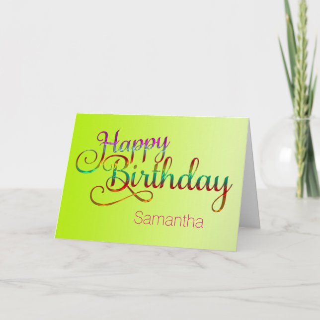 Tarjeta FELIZ CUMPLEAÑOS - diseño de texto + sus propias i (Anverso)