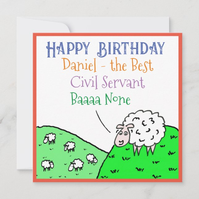 Tarjeta Feliz cumpleaños, diseño divertido de ovejas para  (Anverso)