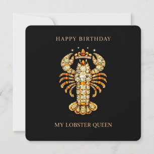 Tarjeta Feliz Cumpleaños Diseño Romántico de Langosta con