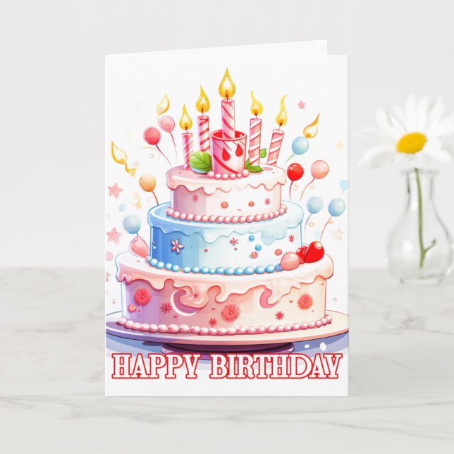 Tarjeta Feliz Cumpleaños - Disfruta El Pastel (Planta pequeña)