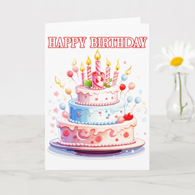Tarjeta Feliz Cumpleaños - Disfruta La Torta (Planta pequeña)